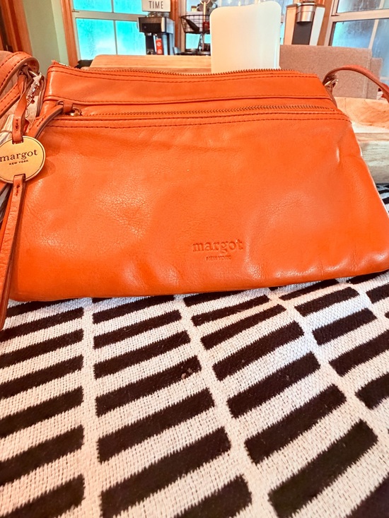 margot Handbags - margot Orange Leather Crossbody with Tassel Charm